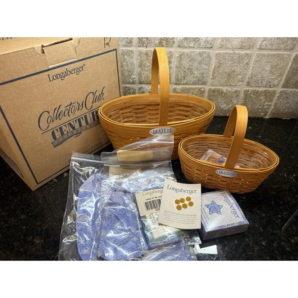 Longaberger Collector Club Rare 2000 Century Basket Double Set Retired‎ NEW